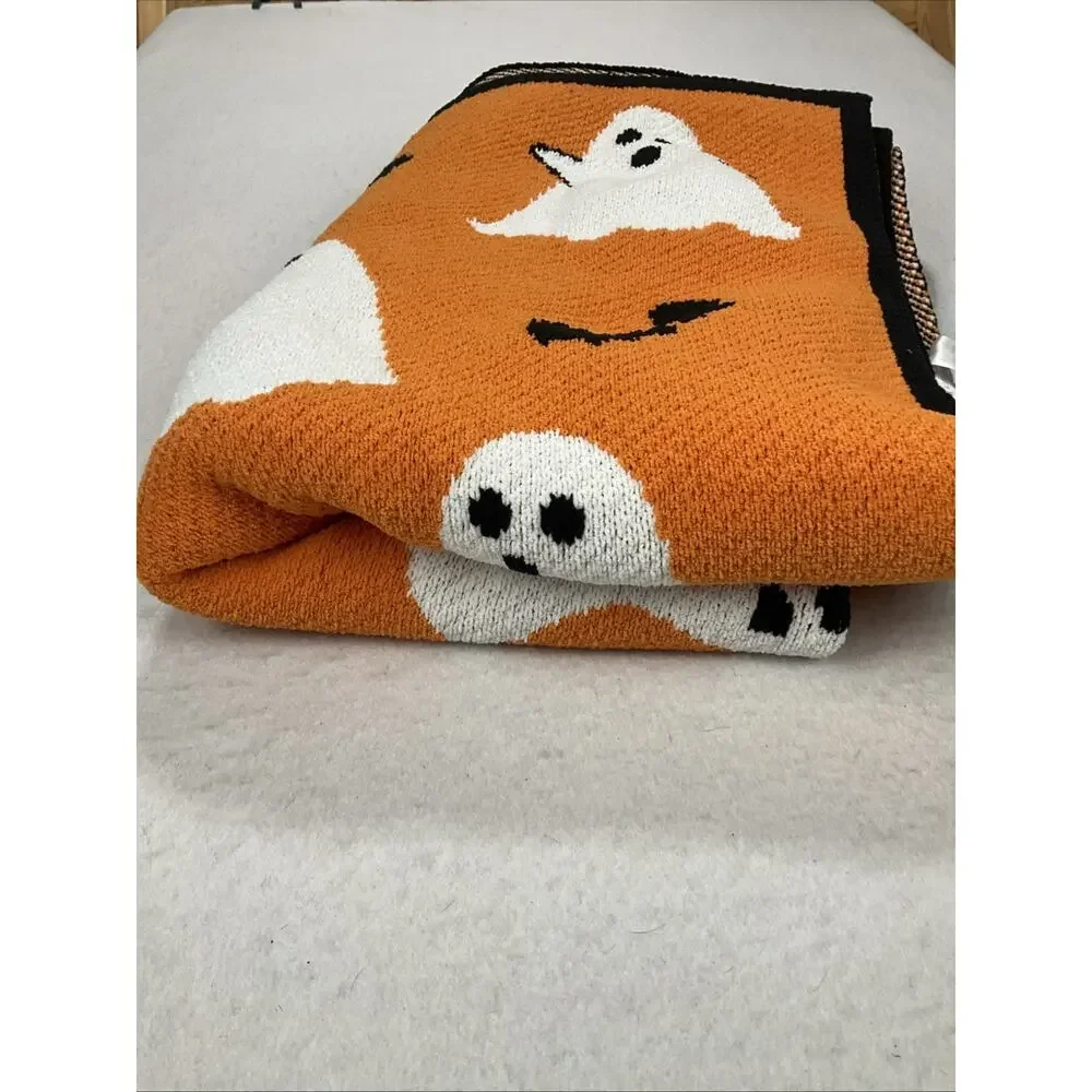 AMELIE HOME Soft Thick Knit Halloween Ghost Bat Blanket Throw Blanket 50